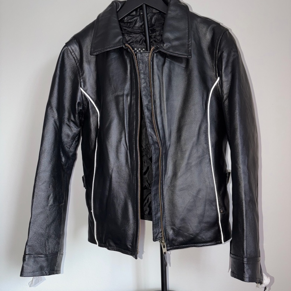 Genuine Leather motorcycle Bikers Jacket
